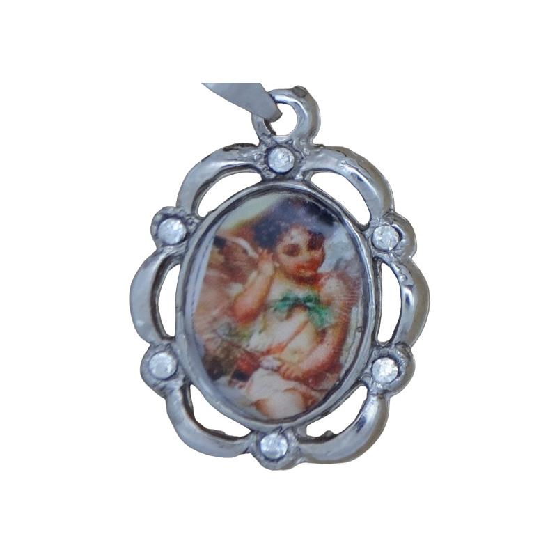 MEDALLA c/ Cadena Angel de la Guarda Niño con Brillo 2.5 x 2 cm