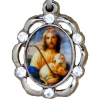 MEDALLA c/ Cadena San Roque con Brillo 2.5 x 2 cm aprox.
