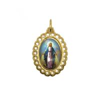 Medalla Virgen la Milagrosa 2,0 x 1.5 cm dorada a color (ova...
