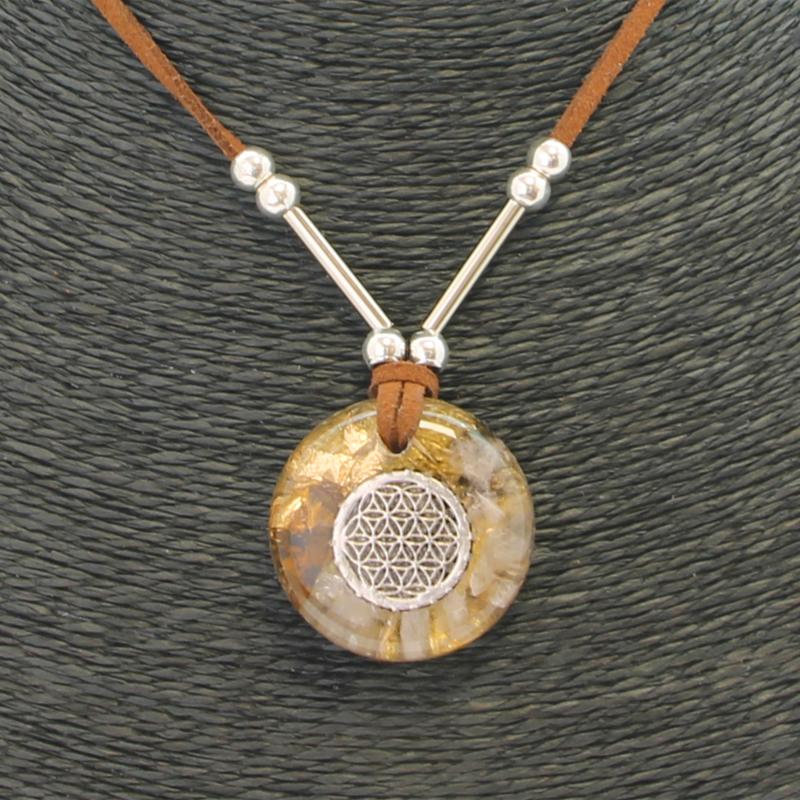 Collar Orgon Flor de la Vida Beige (3,2 cm Ajustable)