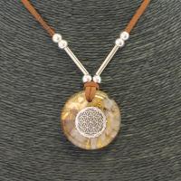 Collar Orgon Flor de la Vida Beige (3,2 cm Ajustable)