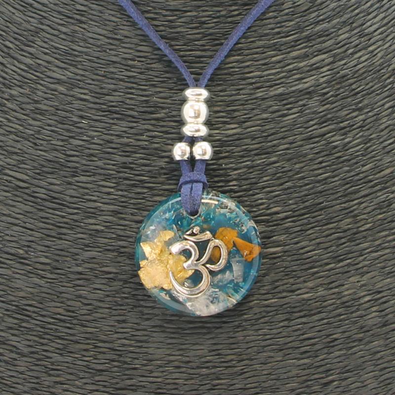 Collar Orgon Om Azul (3,2 cm Ajustable)