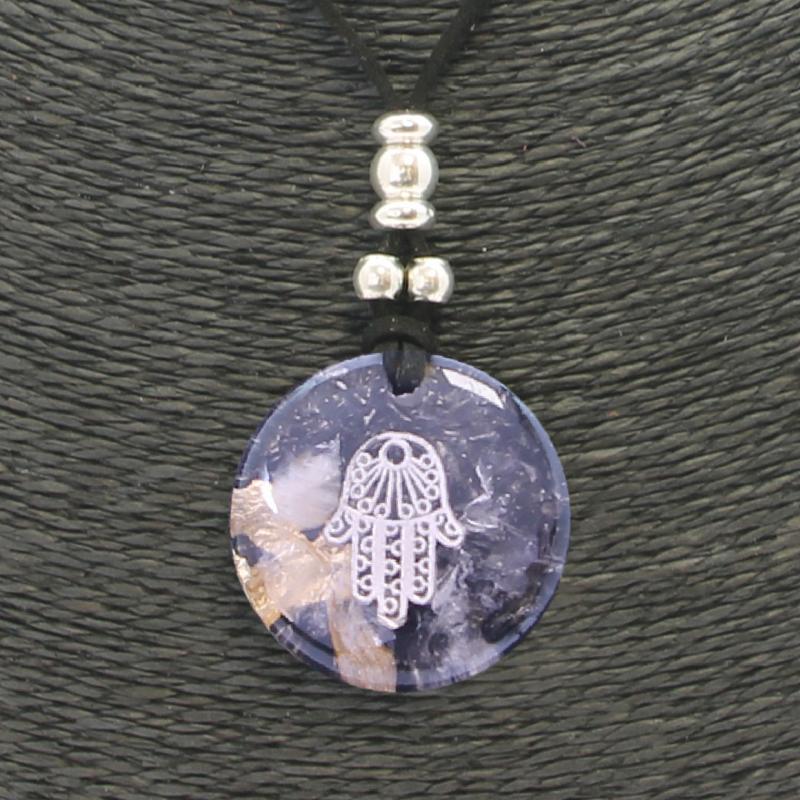 Collar Orgon Mano Fatima Negro (3,7 cm Ajustable)