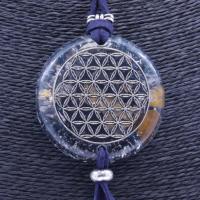 Collar Orgon Flor de la vida Azul con Abalorios (5,4 cm Ajus...