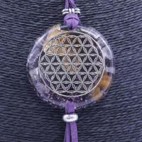 Collar Orgon Flor de la vida Morado con Abalorios (5,4 cm Aj...