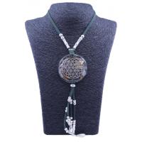 Collar Orgon Flor de la vida Verde con Abalorios (5,4 cm Aju...