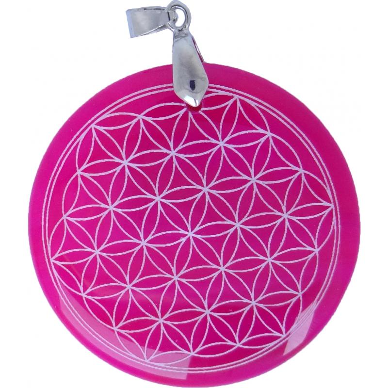 Colgante Geometria Flor de la Vida Agata Rosa(Has)