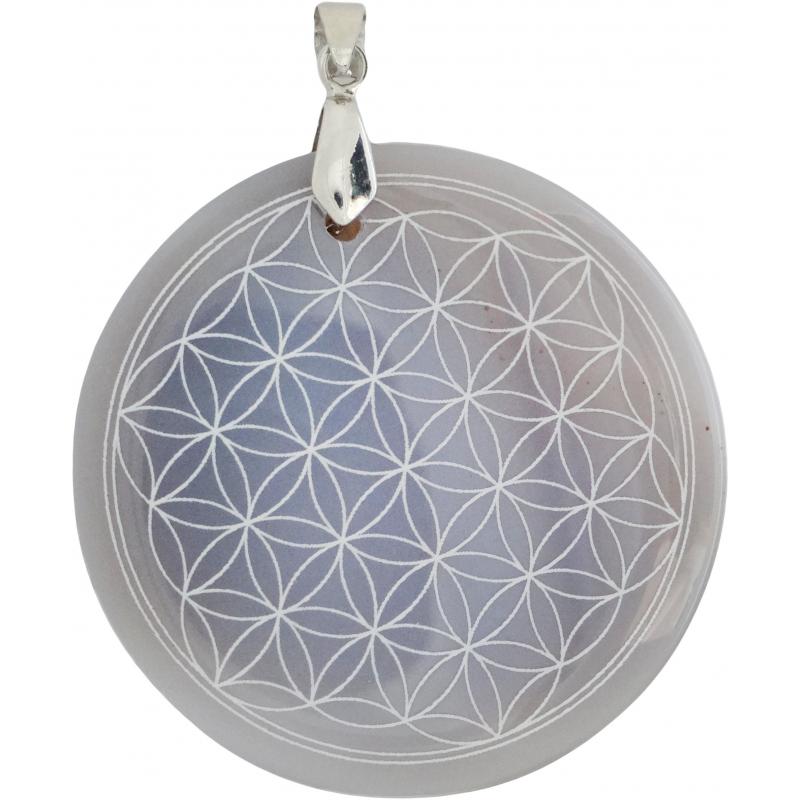 Colgante Geometria Flor de la Vida Agata Gris (Has)