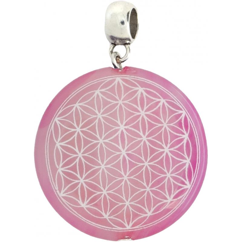 Colgante Geometria Flor de la Vida Agata Rosa Pequeño (Has)
