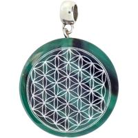 Colgante Geometria Flor de la Vida Agata Verde Pequeño(Has)