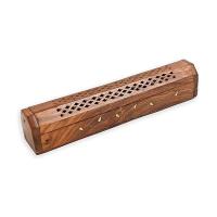 Porta Incienso Baul Hojas (Madera c/ motivos dorados)