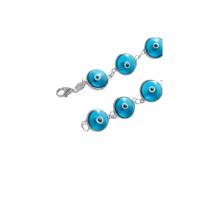 Pulsera Plata Cristal Ojo Turco Celeste (Contra Mal de Ojo)